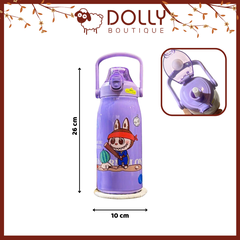Bình Nước Giữ Nhiệt Inox 316 Có Nắp Bật Hoạt Tiết Labubu 1200ml