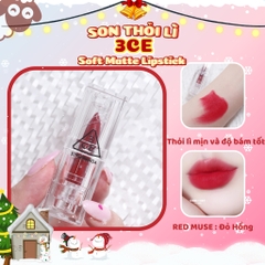 Son Thỏi 3CE Soft Matte Lipstick #Red Muse (Màu Đỏ Hồng)