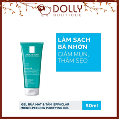 Gel Làm Sạch & Giảm Mụn 2 Trong 1 Cho Mặt Và Cơ Thể La Roche Posay Effaclar Micro-Peeling Purifying 50ml