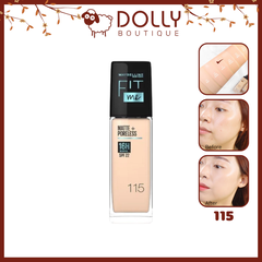 Kem Nền Mịn Nhẹ Kiềm Dầu, Chống Nắng Maybeline Fit Me Matte Poreless Foundation SPF 22 #115 Ivory (Tông Trắng Hồng) - 30ml