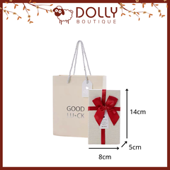 Hộp Quà Nhỏ Trắng Nơ Đỏ 14*8*5cm Kèm Túi