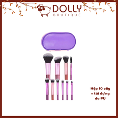 Set 10 Cọ Trang Điểm Jary Makeup Brush Túi Đựng Da Pu Màu Tím