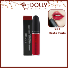 Son Kem Lì MAC Powder Kiss Liquid #981 Haute Pants (Màu Đỏ Anh Đào) - 5ml