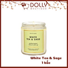 Nến Thơm 1 Bấc Bath & Body Works WHITE TEA & SAGE Single Wick Candle198g