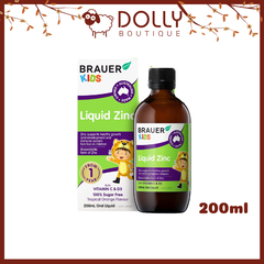 Siro Bổ Sung Kẽm Hỗ Trợ Tăng Sức Đề Kháng Cho Bé Brauer Kids Liquid Zinc - 200ml Dành Cho Trẻ Em