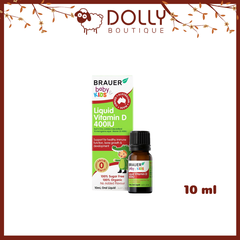 Siro Bổ Sung Vitamin D3, Tăng Cường Hấp Thụ Canxi Brauer Baby Kids Liquid Vitamin D 400IU  - 10ml Dành Cho Trẻ Em