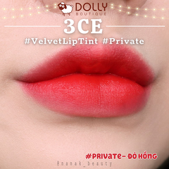 Son Kem Lì 3CE  Velvet Lip Tint #Private (Màu Đỏ Lạnh) - 4g