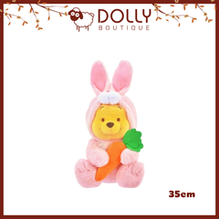 Gấu Bông Pooh Vàng Áo Khoác Lông Thỏ Hồng - 35cm