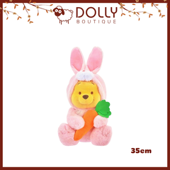 Gấu Pooh Vàng Áo Khoác Lông Thỏ Hồng - 35cm