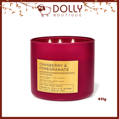Nến Thơm 3 Bấc Bath & Body Works Cranberry & Pomegranate 3-Wick Candle 411g