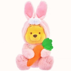 Gấu Bông Pooh Vàng Áo Khoác Lông Thỏ Hồng - 35cm
