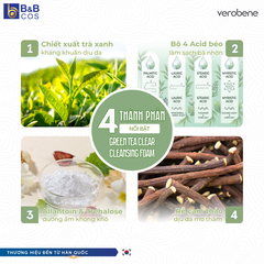 [MẪU MỚI 2026] SỮA RỬA MẶT TRÀ XANH VEROBENE SẠCH SÂU HỖ TRỢ GIẢM MỤN 150ML