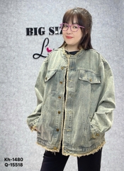 S-0030- 1480 Khoác Jean ko cổ tua 00280