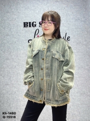 S-0030- 1480 Khoác Jean ko cổ tua 00280