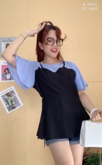 Áo kiểu BIGSIZE babydoll che bụng Tay Xanh - 16835