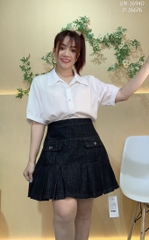 Sơ mi vải lụa BIG SIZE QC màu trơn Tay ngắn- 16940- TRẮNG