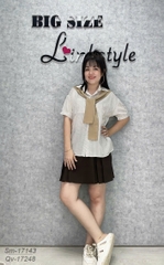 Áo Sơ mi BIGSIZE Thuỷ Thủ Sọc - NÂU