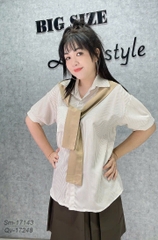 Áo Sơ mi BIGSIZE Thuỷ Thủ Sọc - NÂU
