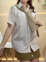 Áo Sơ mi BIGSIZE Thuỷ Thủ Sọc - NÂU