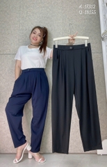 Quần tây Baggy 9 tấc BIGSIZE Quảng Châu ĐẠI lưng thun LT cạp cao, chất đẹp 1 nút - 18155- XANH