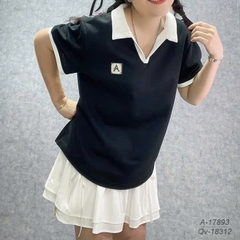 Áo Polo BIGSIZE Quảng Châu logo chữ A chất đẹp - ĐEN