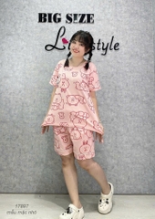 KHÔNG - Bộ đùi BIGSIZE QCCC thun cotton mịn đẹp loại 1 thấm hút mồ hôi tốt Tho- BROWN Ss.DAI - 17897 - HỒNG