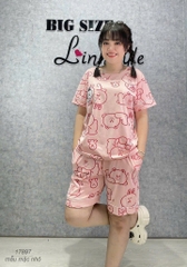 KHÔNG - Bộ đùi BIGSIZE QCCC thun cotton mịn đẹp loại 1 thấm hút mồ hôi tốt Tho- BROWN Ss.DAI - 17897 - HỒNG