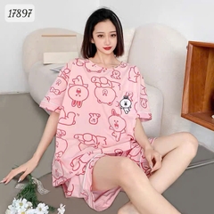 KHÔNG - Bộ đùi BIGSIZE QCCC thun cotton mịn đẹp loại 1 thấm hút mồ hôi tốt Tho- BROWN Ss.DAI - 17897 - HỒNG