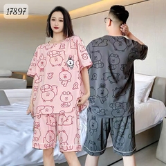 KHÔNG - Bộ đùi BIGSIZE QCCC thun cotton mịn đẹp loại 1 thấm hút mồ hôi tốt Tho- BROWN Ss.DAI - 17897 - HỒNG