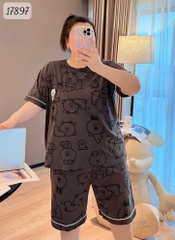 KHÔNG - Bộ đùi BIGSIZE QCCC thun cotton mịn đẹp loại 1 thấm hút mồ hôi tốt Tho- BROWN Ss.DAI - 17897- XÁM