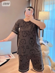 KHÔNG - Bộ đùi BIGSIZE QCCC thun cotton mịn đẹp loại 1 thấm hút mồ hôi tốt Tho- BROWN Ss.DAI - 17897- XÁM