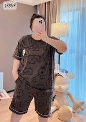 KHÔNG - Bộ đùi BIGSIZE QCCC thun cotton mịn đẹp loại 1 thấm hút mồ hôi tốt Tho- BROWN Ss.DAI - 17897- XÁM