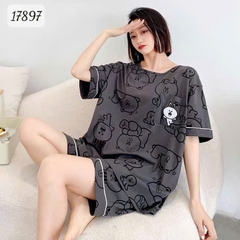 KHÔNG - Bộ đùi BIGSIZE QCCC thun cotton mịn đẹp loại 1 thấm hút mồ hôi tốt Tho- BROWN Ss.DAI - 17897- XÁM