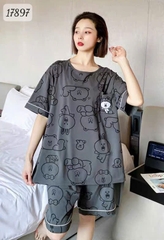 KHÔNG - Bộ đùi BIGSIZE QCCC thun cotton mịn đẹp loại 1 thấm hút mồ hôi tốt Tho- BROWN Ss.DAI - 17897- XÁM