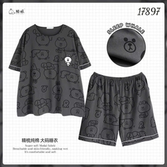 KHÔNG - Bộ đùi BIGSIZE QCCC thun cotton mịn đẹp loại 1 thấm hút mồ hôi tốt Tho- BROWN Ss.DAI - 17897- XÁM