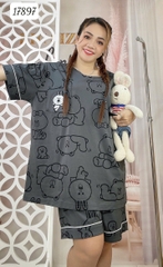 KHÔNG - Bộ đùi BIGSIZE QCCC thun cotton mịn đẹp loại 1 thấm hút mồ hôi tốt Tho- BROWN Ss.DAI - 17897- XÁM