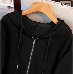 Áo khoác Hoodies BIGSIZE Quảng Châu trơn màu BASIC - 17983 ĐEN