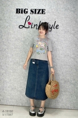 Váy dài Jean BIGSIZE Quảng Châu 2 túi, xẻ sau chất đẹp 00351 - 17987