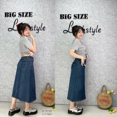 Váy dài Jean BIGSIZE Quảng Châu 2 túi, xẻ sau chất đẹp 00351 - 17987