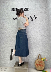Váy dài Jean BIGSIZE Quảng Châu 2 túi, xẻ sau chất đẹp 00351 - 17987