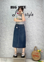 Váy dài Jean BIGSIZE Quảng Châu 2 túi, xẻ sau chất đẹp 00351 - 17987