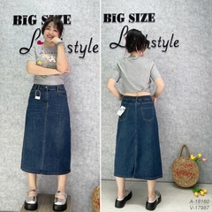 Váy dài Jean BIGSIZE Quảng Châu 2 túi, xẻ sau chất đẹp 00351 - 17987