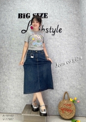 Váy dài Jean BIGSIZE Quảng Châu 2 túi, xẻ sau chất đẹp 00351 - 17987