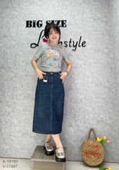 Váy dài Jean BIGSIZE Quảng Châu 2 túi, xẻ sau chất đẹp 00351 - 17987