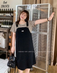 NEW.10- 18073 SY. Set A.sọc + yếm 00560 ĐEN