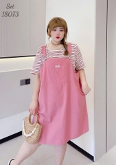NEW.10- 18073 SY. Set A.sọc + yếm 00560 HỒNG