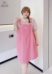 NEW.10- 18073 SY. Set A.sọc + yếm 00560 HỒNG