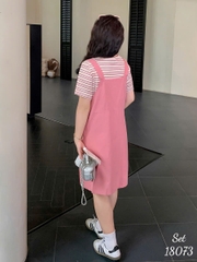 NEW.10- 18073 SY. Set A.sọc + yếm 00560 HỒNG