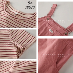NEW.10- 18073 SY. Set A.sọc + yếm 00560 HỒNG