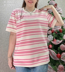 18102 A. Sọc 00288 thêu tim - HỒNG